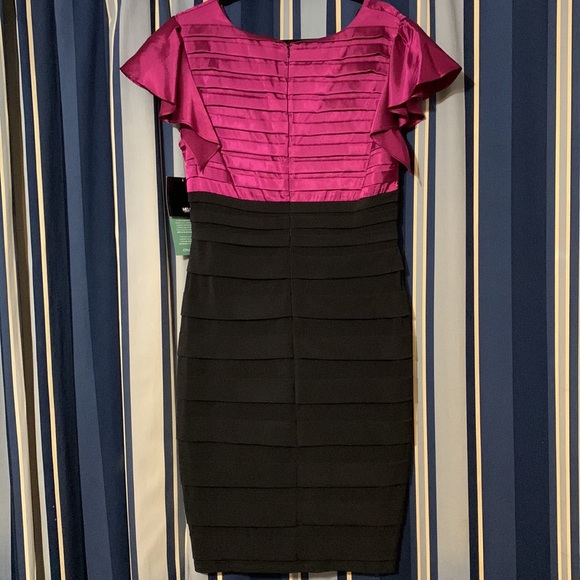Melrose JCPenney cocktail dress, black and fuschia, super sexy, NWT, size 16 - Picture 3 of 7